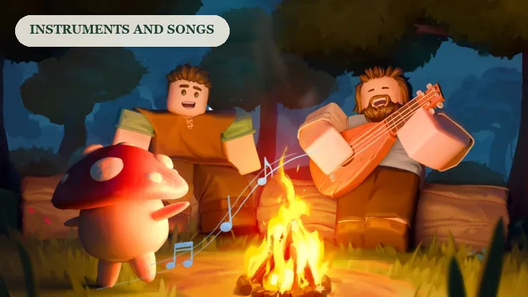 SCROOMS promotional artwork of two players making music around a campfire.