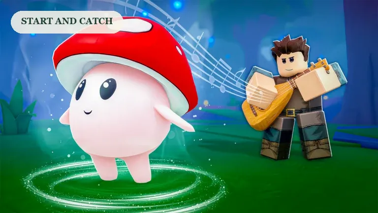 SCROOMS promotional artwork of a mushroom in a glowing ring while a player plays an instrument.